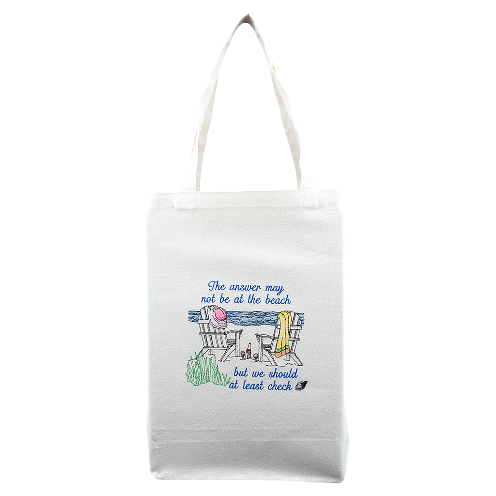 Embroidered Tote Bag, Beach Lovers II