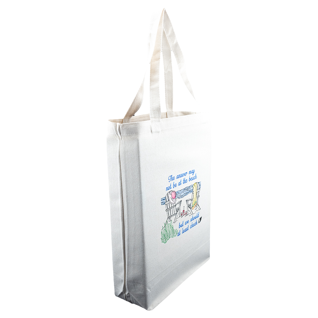 Embroidered Tote Bag, Beach Lovers II - Image 2